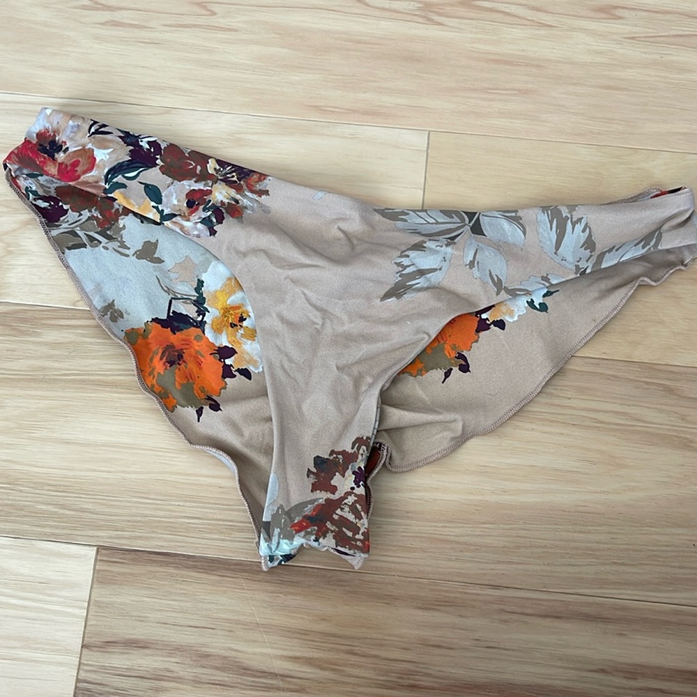 Boys + Arrows cheeky tan floral bikini bottoms